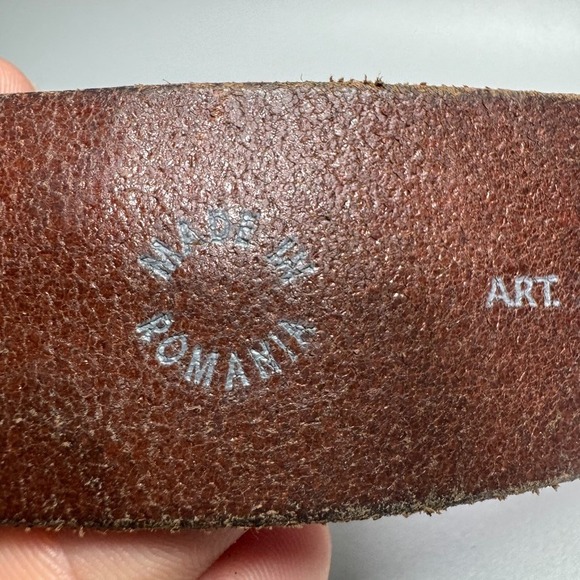 Y2K Levi's  Embroidered Belt Men's Sz‎ 32-36 Brown Genuine Leather - Picture 5 of 6